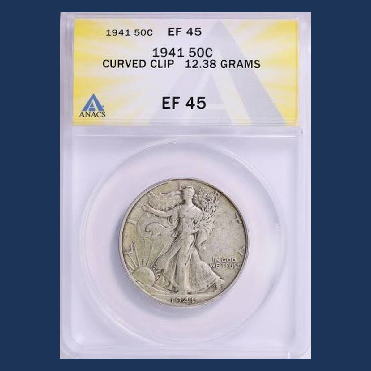 1941 Walking Liberty Half Dollar: Clipped Planchet