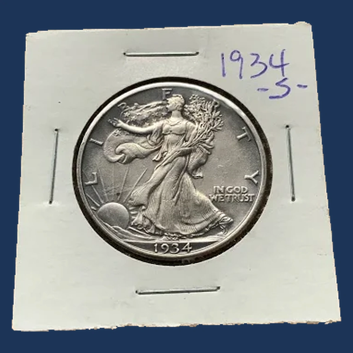 1934 Walking Liberty Half Dollar: Lamination / Split Planchet